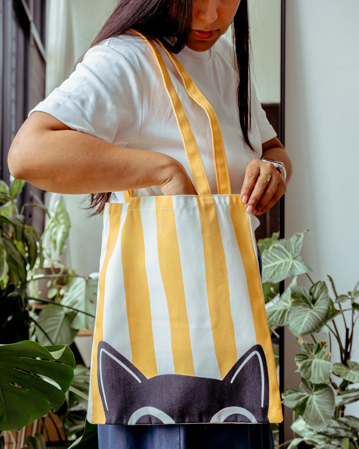 Tote bag gato curioso