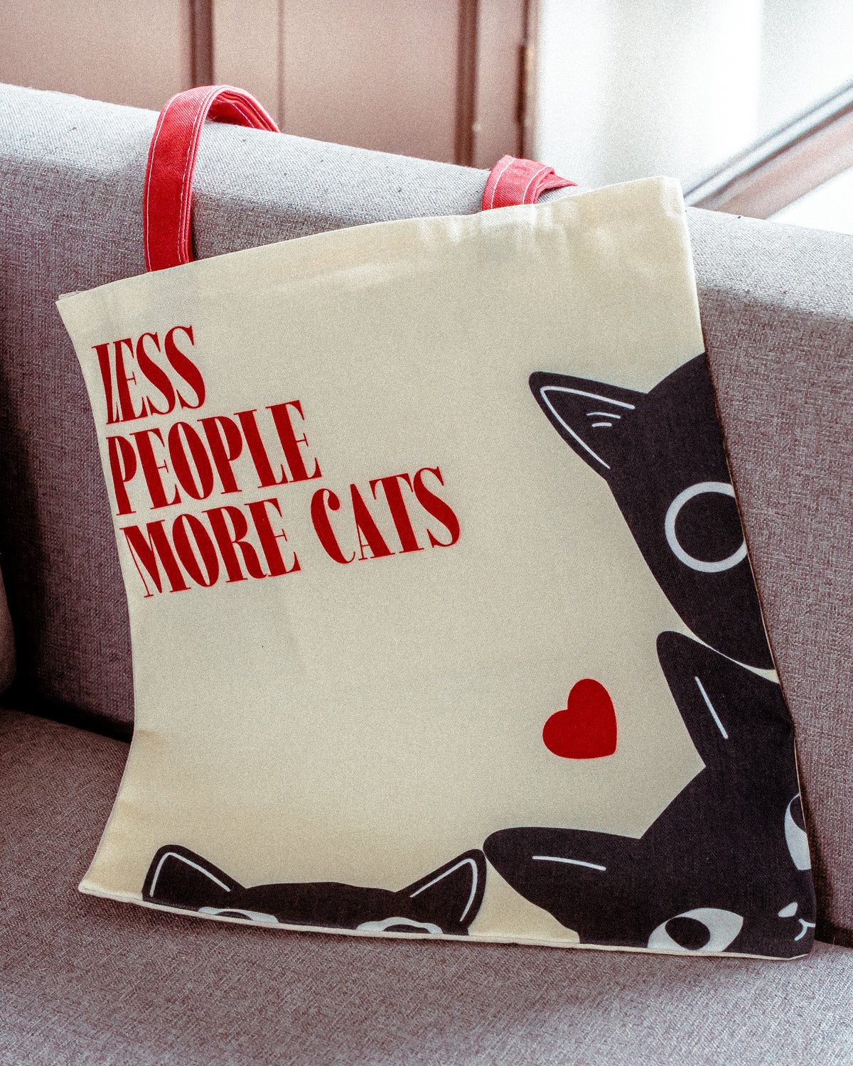Tote bag Less people more cats