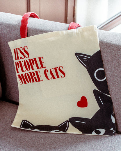 Tote bag Less people more cats